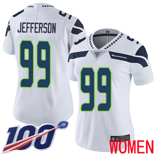 Seattle Seahawks Limited White Women Quinton Jefferson Road Jersey NFL Football 99 100th Season Vapor Untouchable